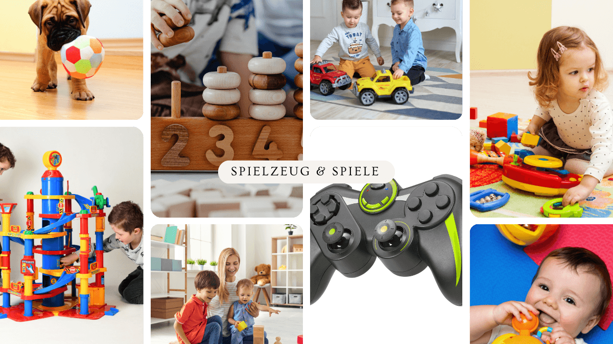 Verschiedene Spielzeuge für Kinder – Bauklötze, Brettspiele, Lernspielzeug, Autos, Kuscheltiere und elektronische Konsolen für Spielspaß und kreative Entwicklung. Verschiedene Spielzeuge für Kinder – Bauklötze, Brettspiele, Lernspielzeug, Autos, Kuscheltiere und elektronische Konsolen für Spielspaß und kreative Entwicklung.
