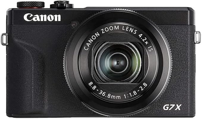 Canon PowerShot G7 X Mark III Kompaktkamera mit 4,2-fach optischem Zoom, großem Objektiv und schwarzem Gehäuse – ideal für Vlogger und Content Creator.