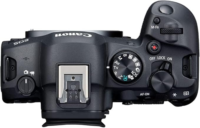 Oberansicht der Canon EOS R6 Mark II mit Einstellrad und Bedienelementen