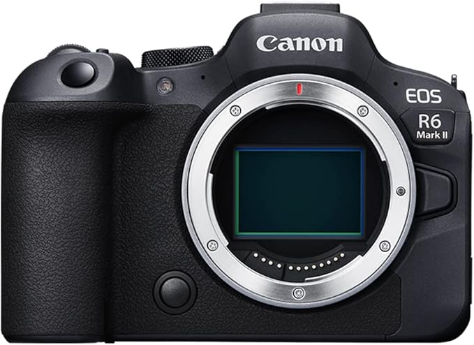 Oberansicht der Canon EOS R6 Mark II mit Einstellrad und Bedienelementen