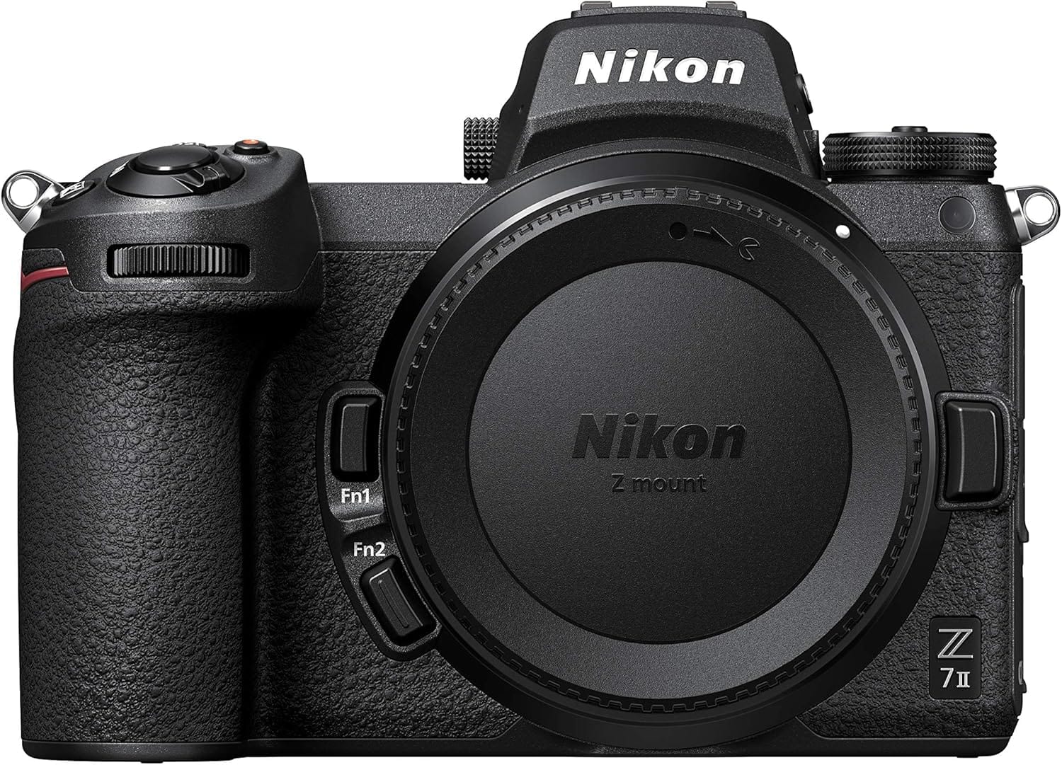 Nikon Z7 II spiegellose Kamera mit Z-Bajonett, ohne angesetztes Objektiv, Vorderansicht.