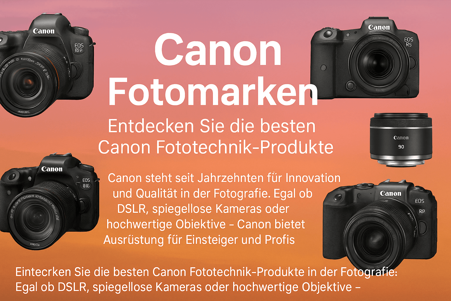 Canon Fotomarken – Entdecken Sie die besten Canon Fototechnik-Produkte mit modernen DSLR- und spiegellosen Kameras.
