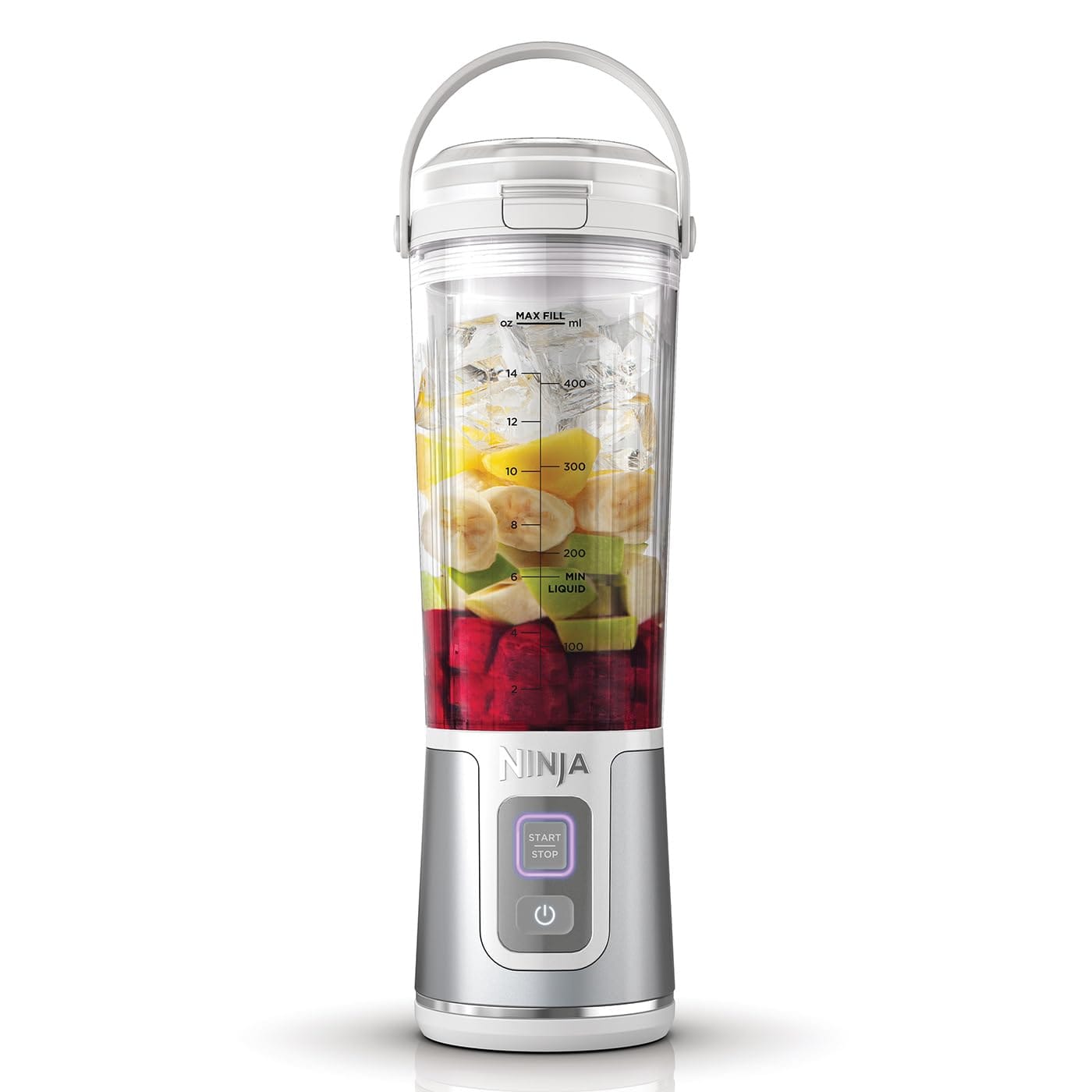 Ninja Blast Tragbarer Mixer / Blender / Smoothie Maker, 530ml Becher, Auslaufsicherer Deckel, Leistungsstarker Mini Standmixer, Kabellos & Wiederaufladbar, Zerkleinert Eis & Obst, Weiß, BC151EUWH