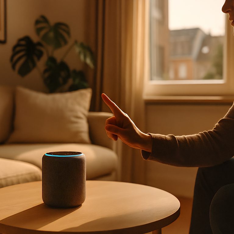 Smart Speaker 2025 – Alexa, Google Home und Apple HomePod auf einem Tisch, Sprachsteuerung im Smart Home, erstellt von Yurii.Photo Smart Speaker 2025 – Alexa, Google Home und Apple HomePod auf einem Tisch, Sprachsteuerung im Smart Home, erstellt von Yurii.Photo